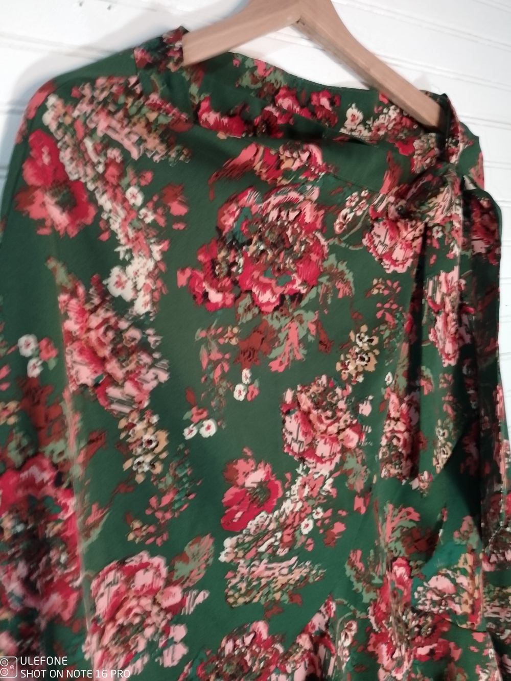 She and Sky Olive Green Floral Wrap Circle Skirt with Tie - Picture 2 of 7